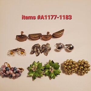 7 pair of Earrings, items #  A-1177-  1183,  wt. 62 grams.